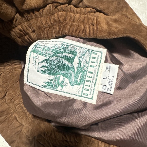 VTG Golden Bear Sportswear Men's SZ L Brown Suede Leather Bomber Jacket USA MADE - Picture 5 of 12